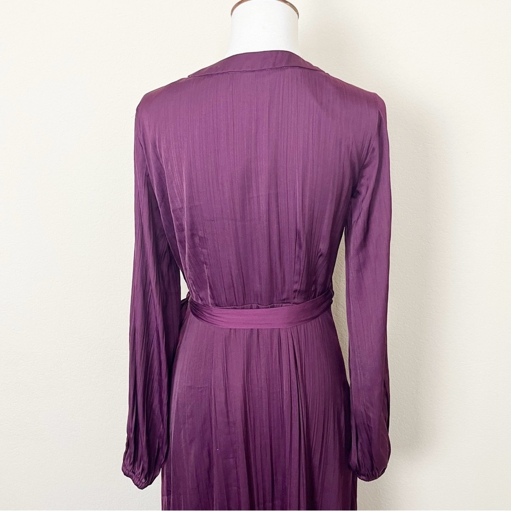 Anthropologie Maeve V-Neck Wrap‎ Raspberry Ruffle Maxi Dress - Picture 9 of 13